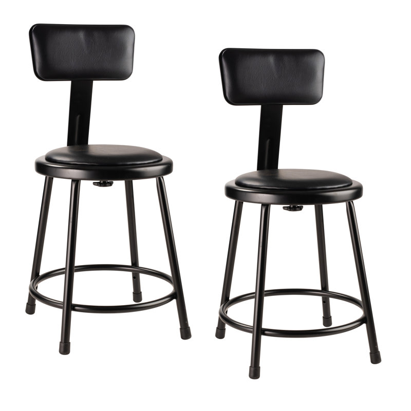 Backed Ergonomic Industrial Stool Footring, Black, 18"