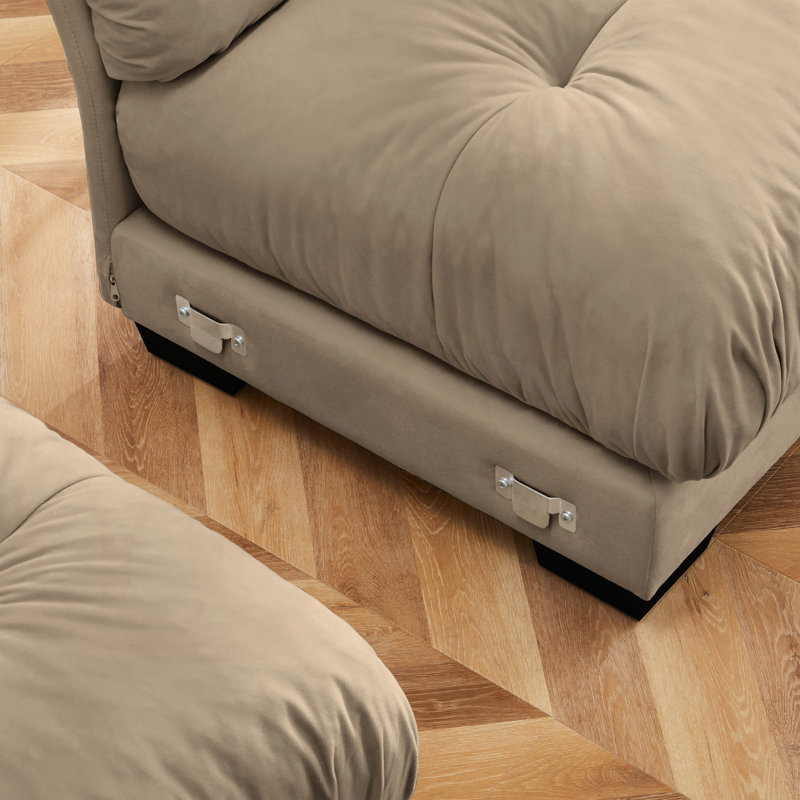 Versatile Modular Sofa with Movable Ottomans and Plush Pillows for Cozy Living