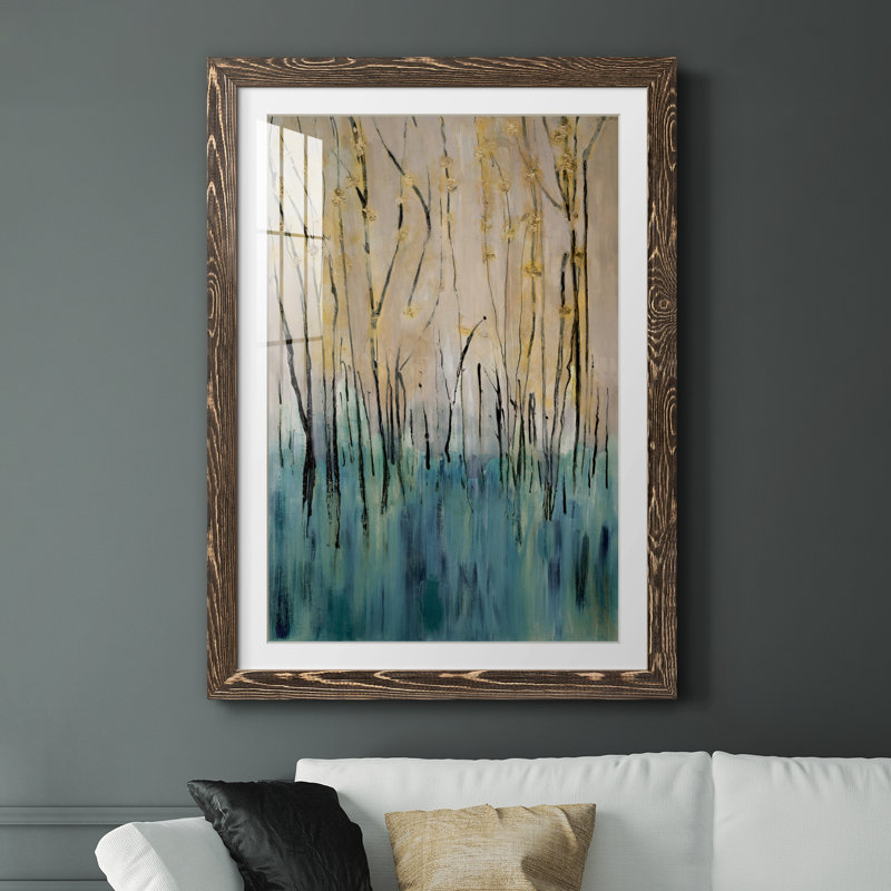 Mountain Air - peinture encadrée, Encadré de bois de noyer, H 31 po x l 44 po x P 1 po