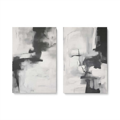 Monochrome Whisper Set of 2 Wrapped Canvas
