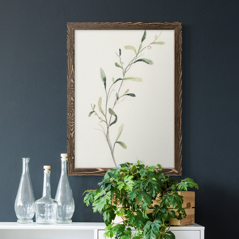 Spindle Sprig IV - Peinture sur toile encadrée, Noyer, H 32 po x l 23 po x P 1 po