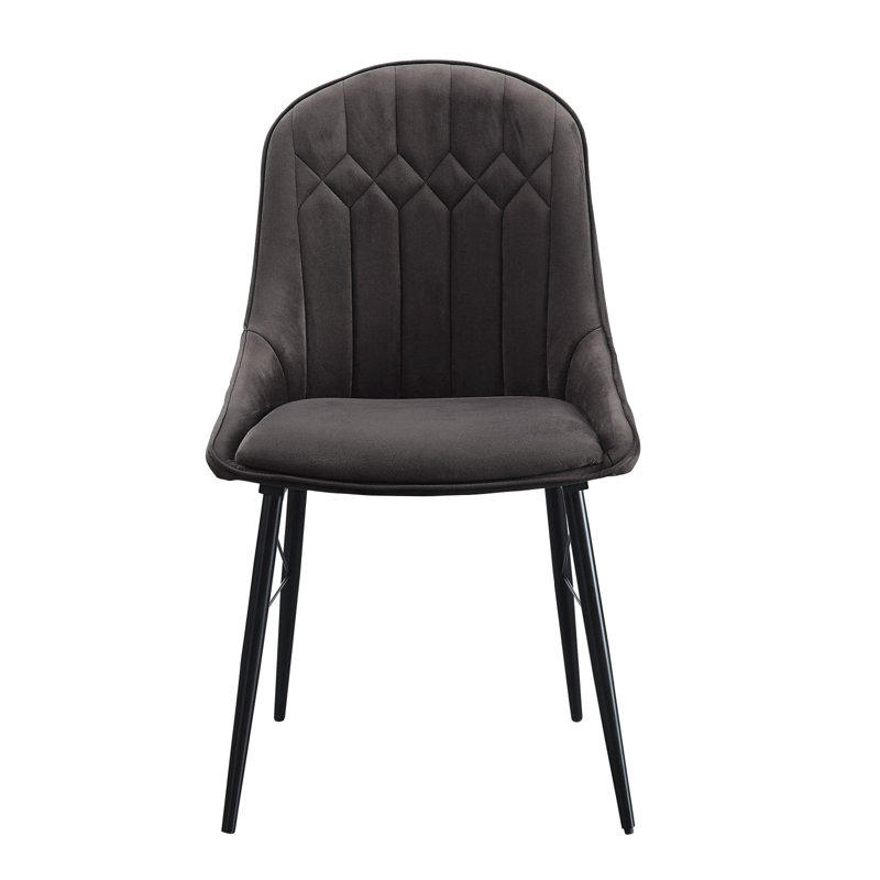 Ensemble de 2 chaises d'appoint Abraham en tissu gris foncé et finition noire