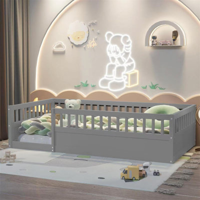 Floor Bed Frame With Fence