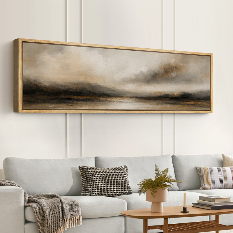 Grande impression sur toile encadrée, impression de paysage abstrait neutre pour décoration murale moderne minimaliste