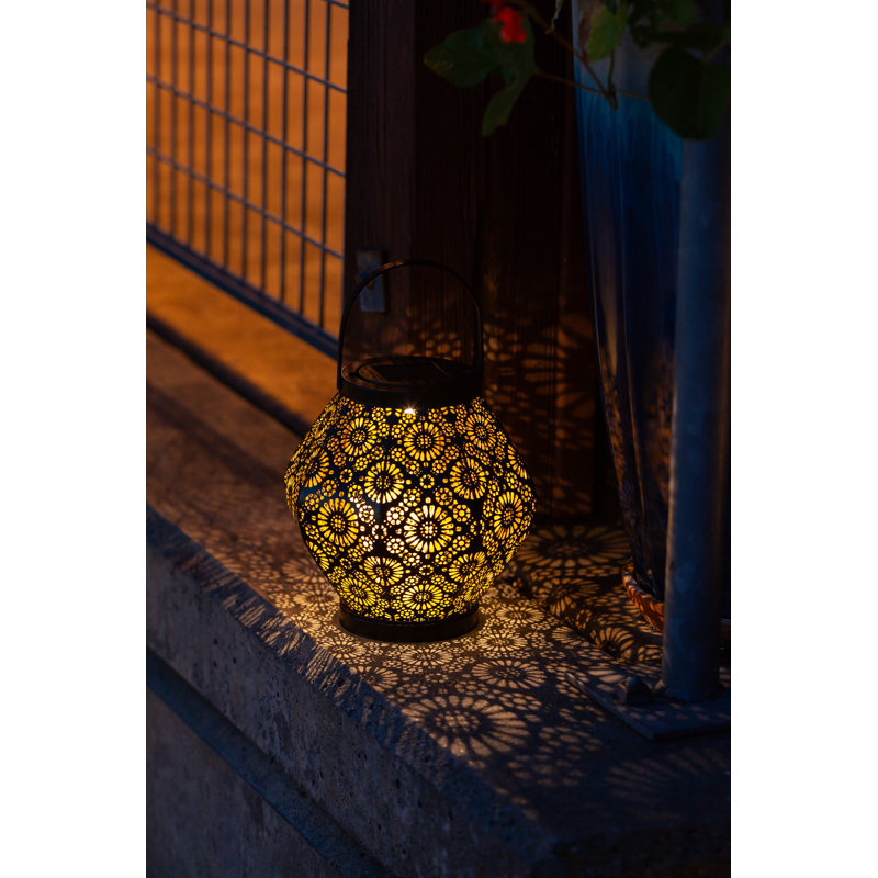 7.9'' Solar Powered Outdoor Hanging Light, Black