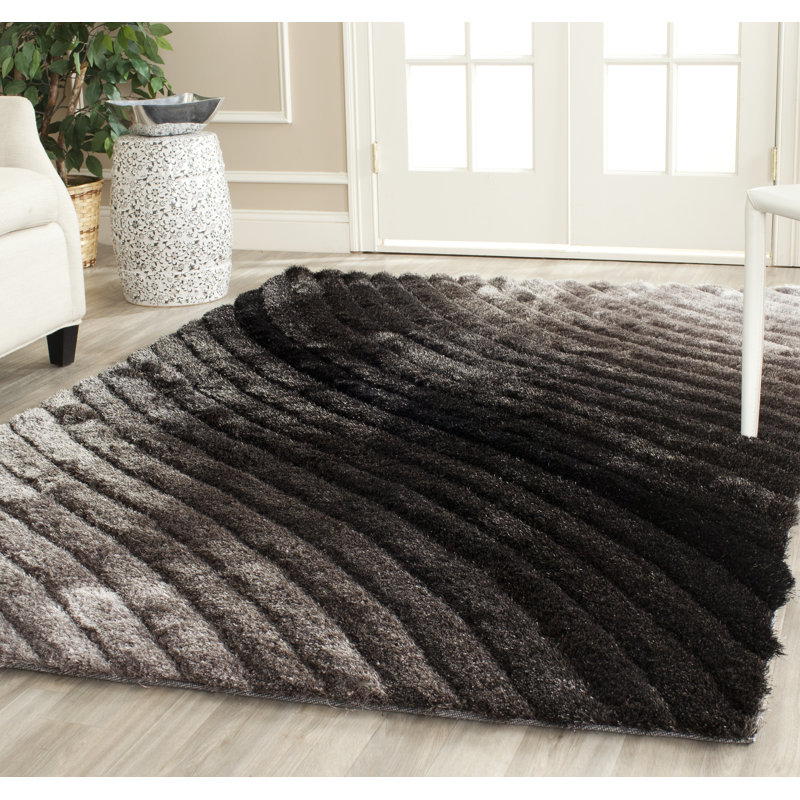 Cimah Shag Hand Tufted Performance Solid Color Rug, Rectangle 6' x 9'