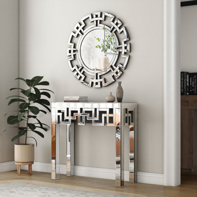 Mirrored Console Table With Round Wall Mirror