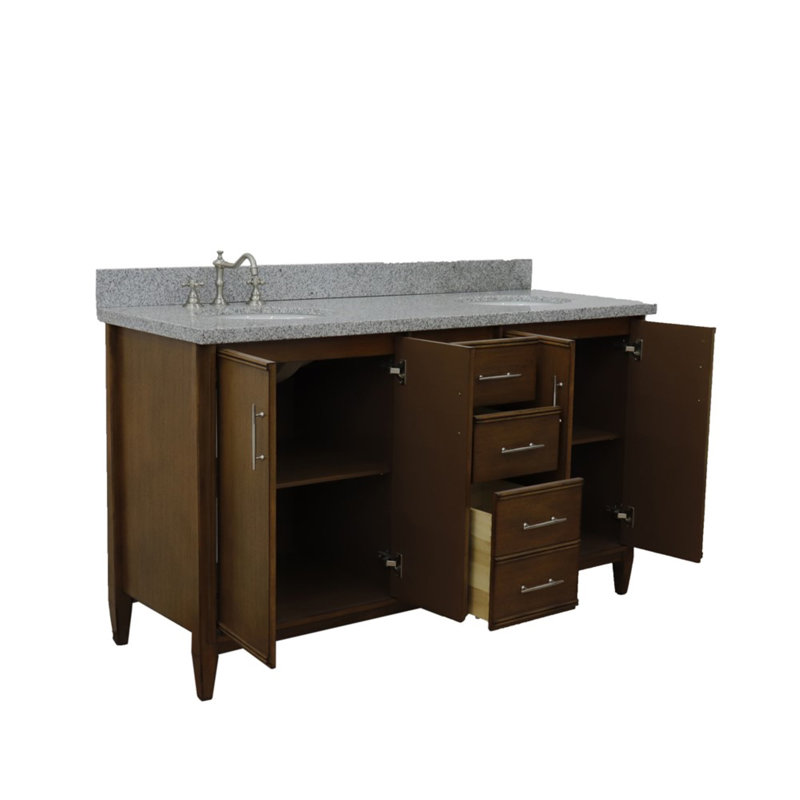 Ensemble de meuble-lavabo double 61 po Hartin, gris