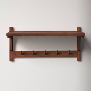 White Wooden Floating Abacus Shelf with Hooks - Annibells