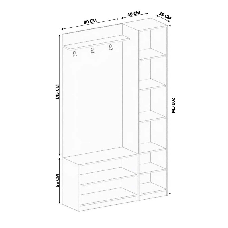 Hall Tree 120cm Wide with Shoe Storage
