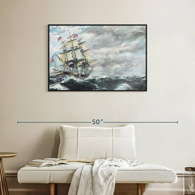 Tête de frégate USS Constitution pour frégate, Cadre flottant noir, 37 po x 25 po