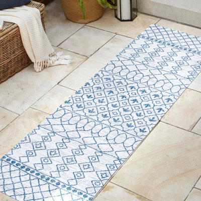 Tapis ivoire / bleu Raif Tribal Bohemian