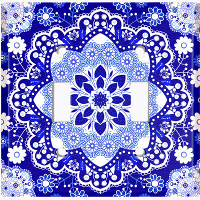 Plaque murale à interrupteur à bascule bleu Mandala