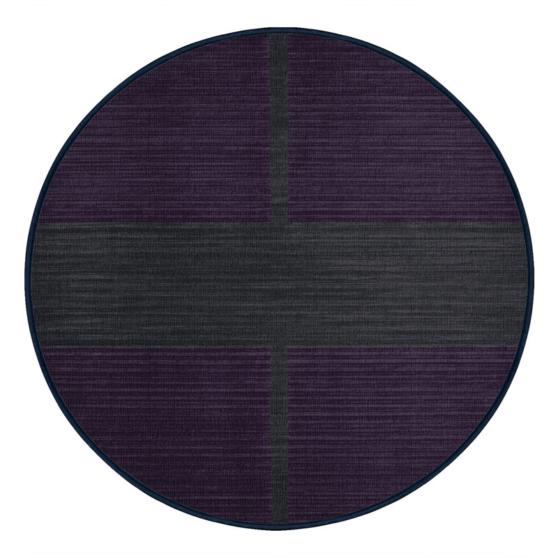 Tapis mauve à rayures horizontales lavable à la machine, Rond 5 pi