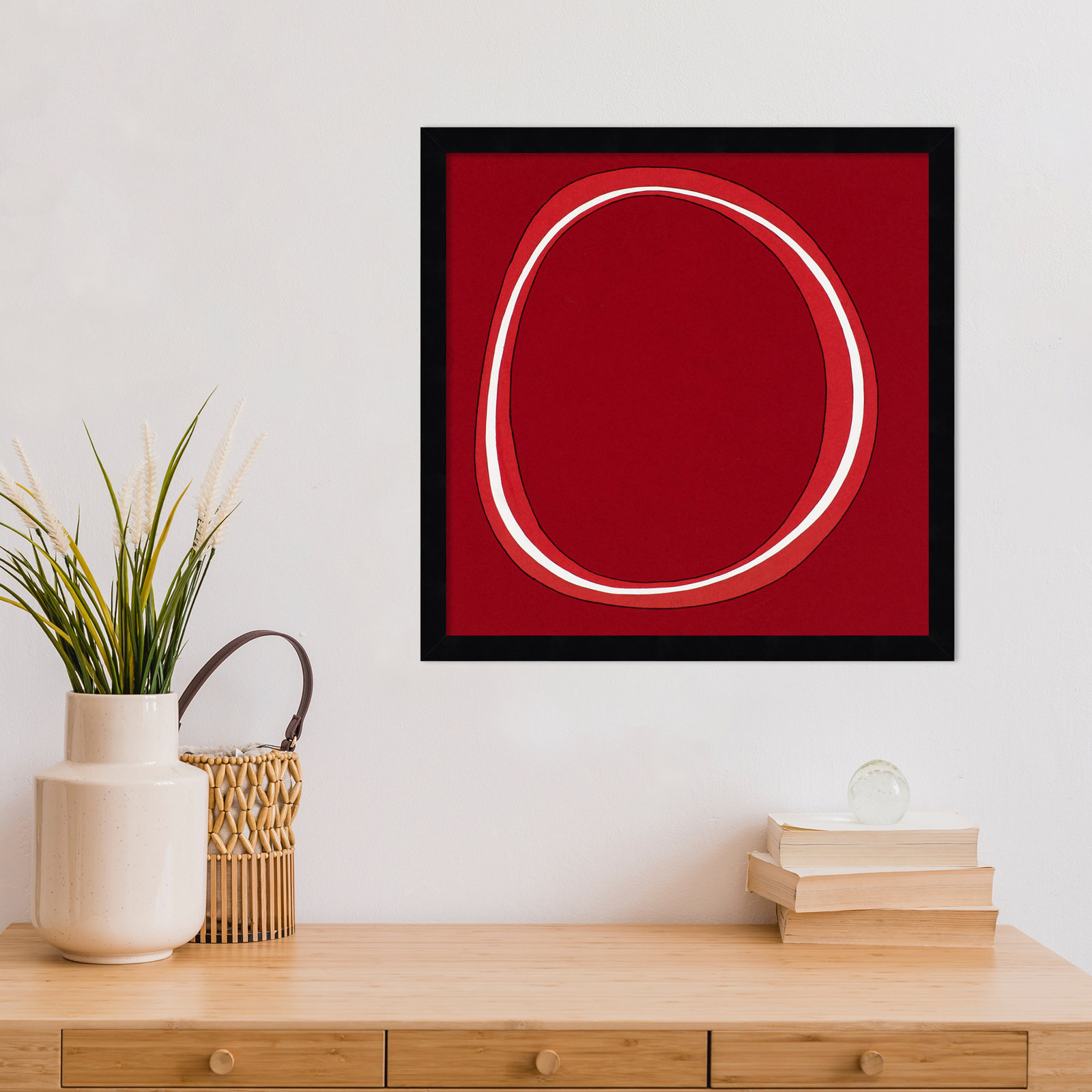 Red Circle by Alex Dunn, Black, 17" H x 17" W