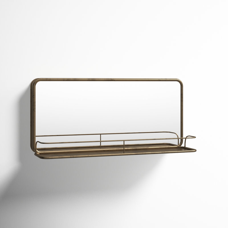 Redrow Iron Wall Mirror, Brass/Gold
