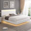 Lit flottant rembourré en polyuréthane Bocar avec capitonnage, blanc ou noir-267679809-267679814