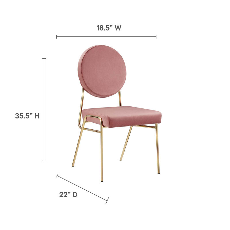 Chaise d'appoint en velours Craft Performance par Modway, Velours vieux rose, Or