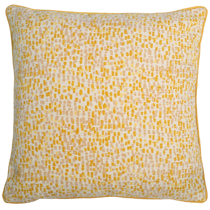 Finn Polka Dots Square Throw Cushion, Mustard, 43cm H x 43cm W x 16cm D