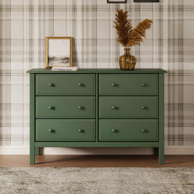 Jayden 6 Drawer 48" W Double Dresser, Forest Green
