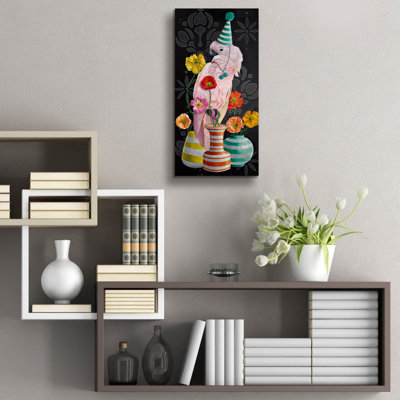  «Bird On Vases» par Heather Gauthier, art mural en verre acrylique, 12 po x 24 po