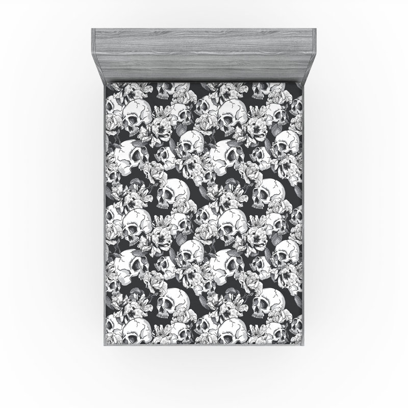 Microfiber Fitted Sheet, California King Fitted Sheet, Black Camouflage