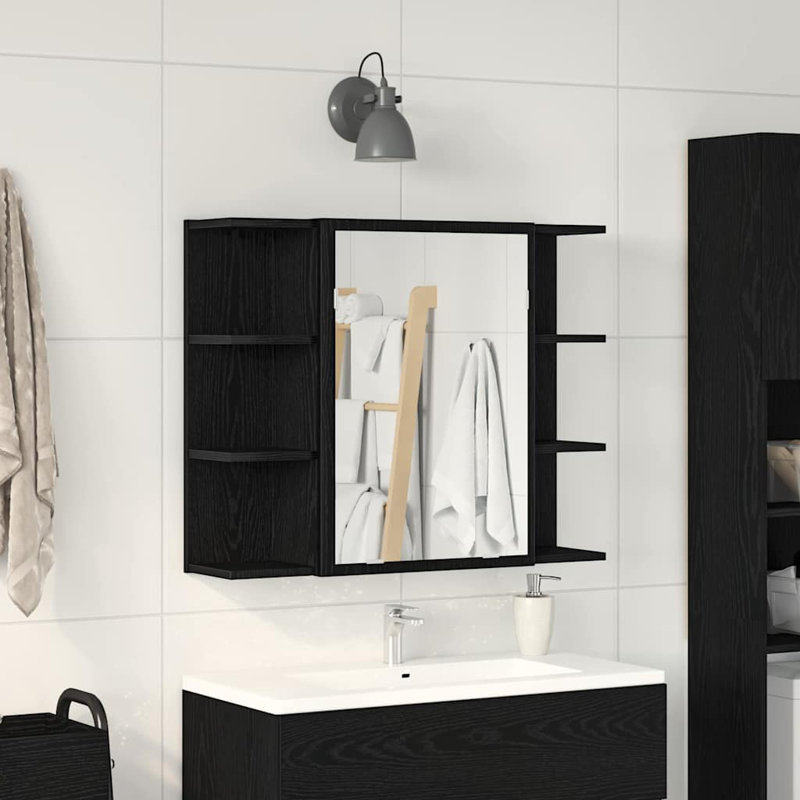  Mirror Cabinet Oak 80 X 20.5 X 64 Cm Engineered Wood