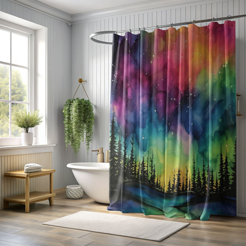 Rideau de douche standard 1 pièce Northern Radiance, H 74 po x l 71 po