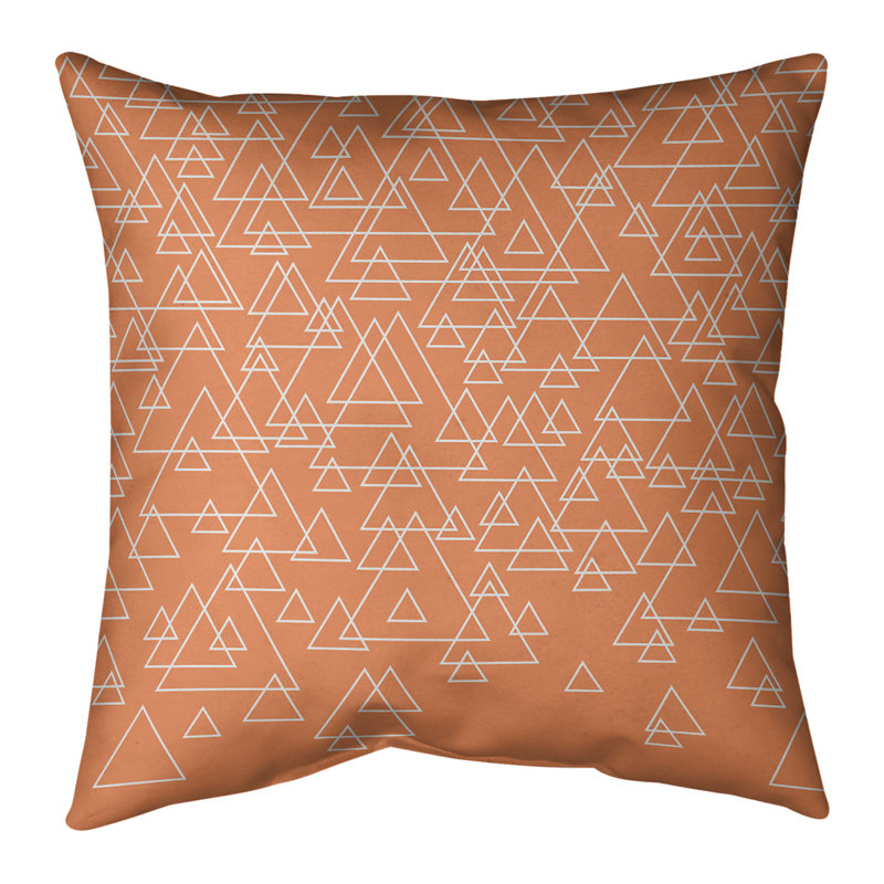 Triangle Square Cotton Pillow Cover & Insert, 14" H x 14" W, No Fill, Orange/White