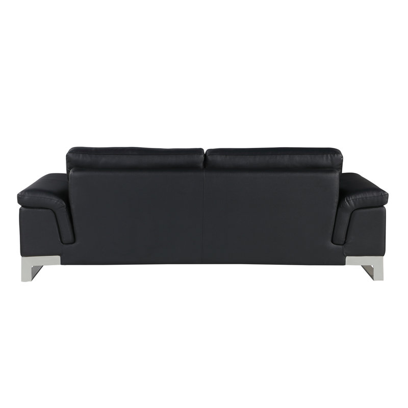 Canapé en cuir italien Top Grain, Cuir noir
