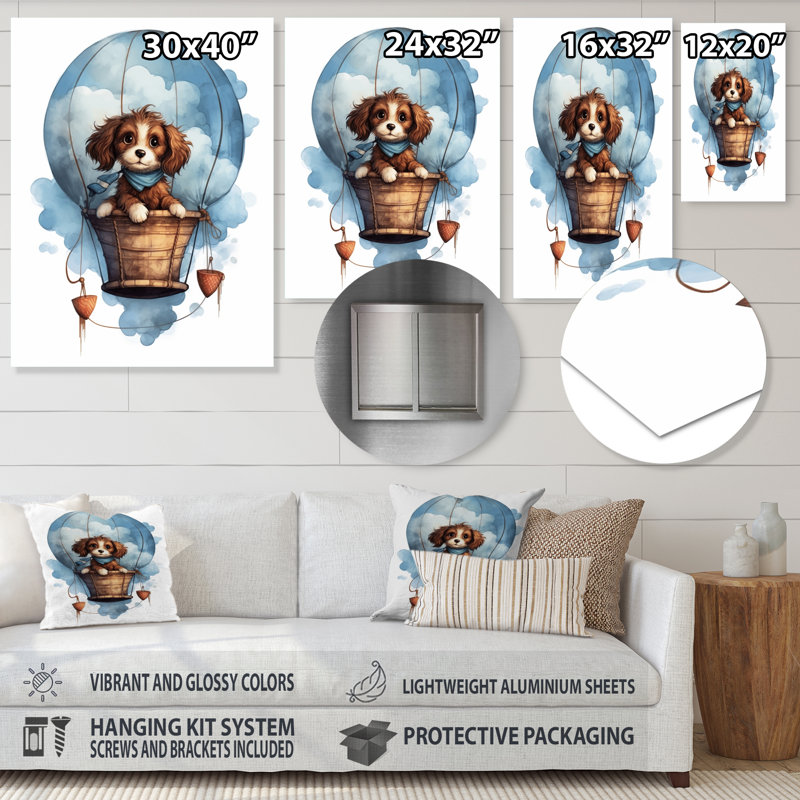Décoration murale en métal Nursery Adorable Pups II - Animaux, H 32 po x l 16 po x P 1 po
