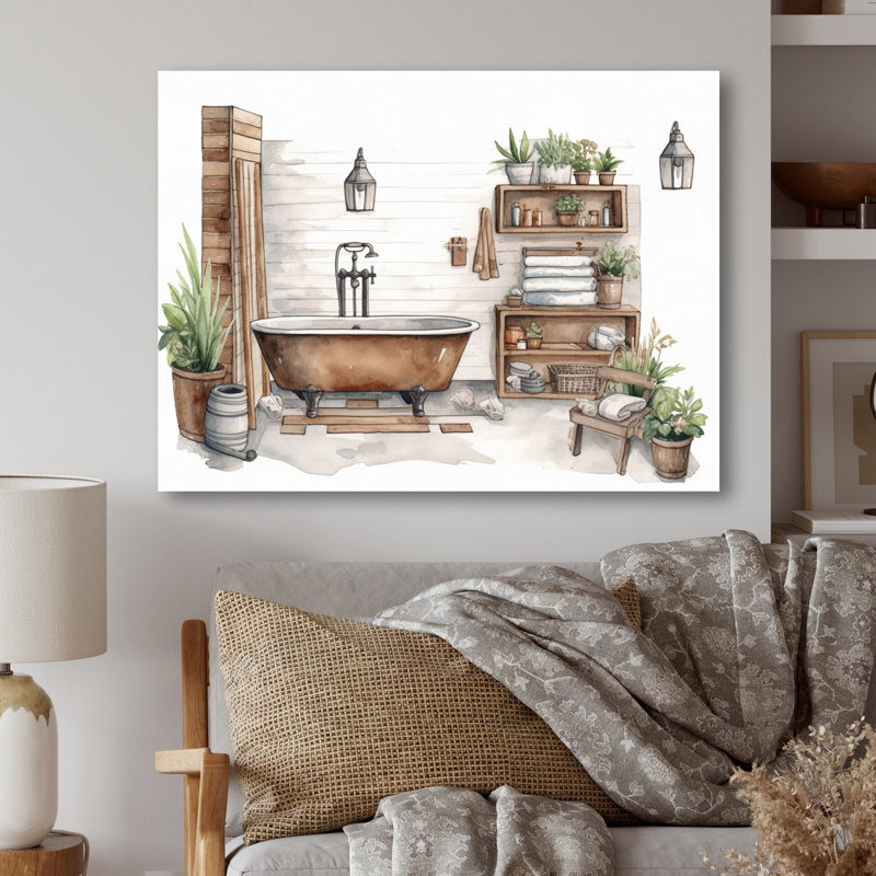 Natural Bathroom Decor XV - Décoration murale en métal pour salle de bain, H 16 po x l 32 po x P 1 po
