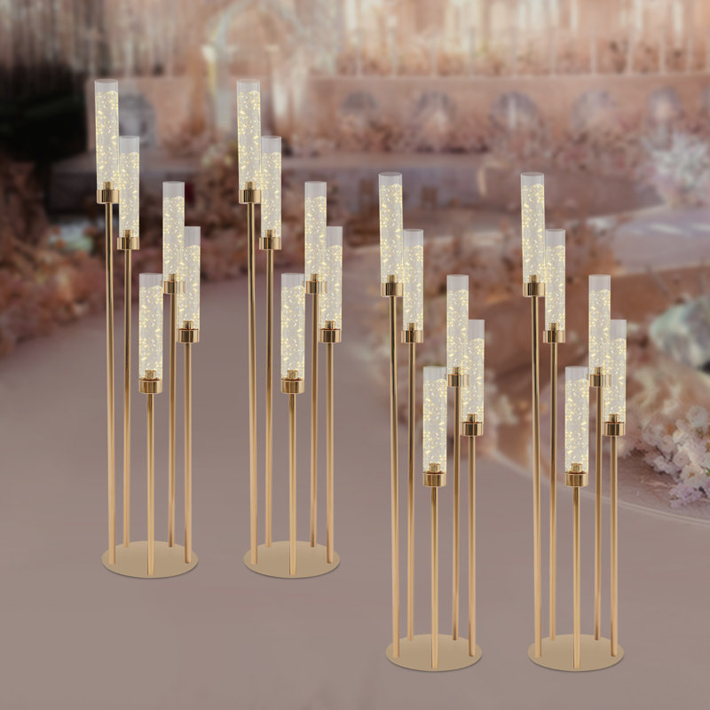 5-Arm Candle Holder Set Of 4, Gold