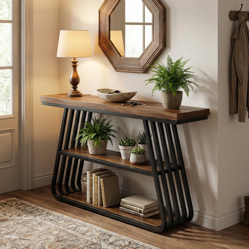 55.2" Console Table,  3-Tier Behind Sofa Table