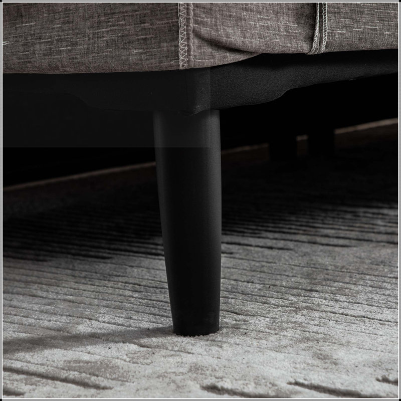 Banc moderne de 90,55 po de largeur, banc de côté avec accoudoirs, méridienne en chenille et 2 traversins, Gris