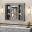 Armoire de salle de bain murale avec miroir, armoire à pharmacie murale avec 5 tablettes
