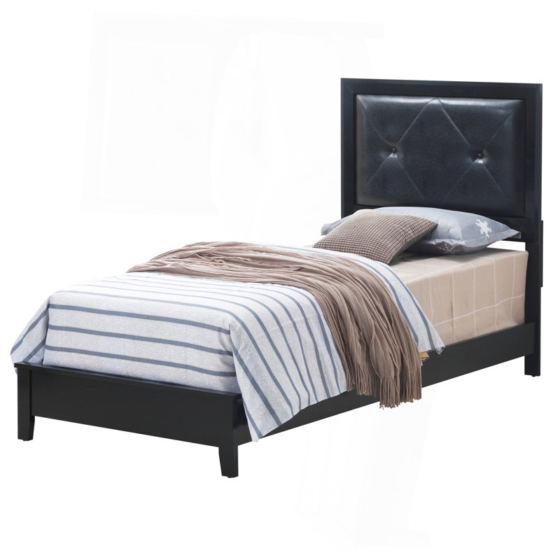 Chic Transitional Twin Bed In Black