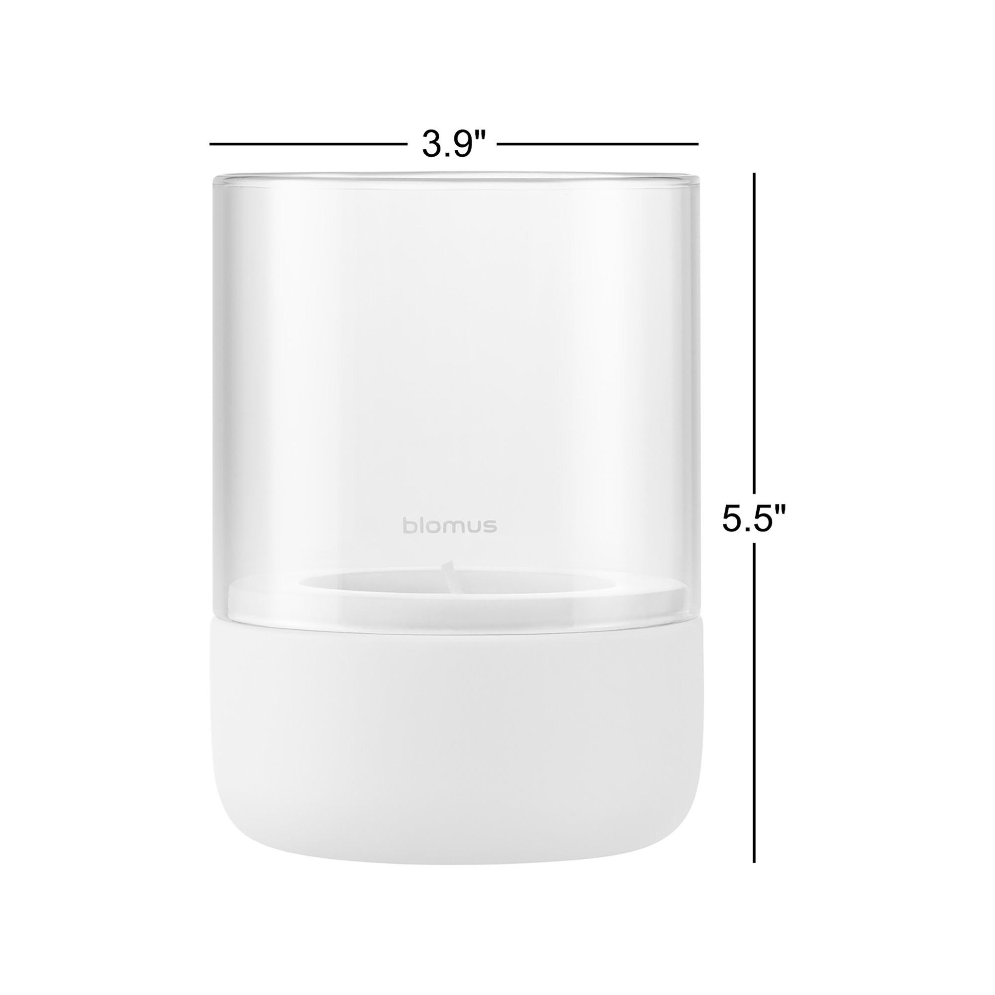 CALMA Hurricane Candle Holder, Pure White, 5.5" H x 3.9" W x 3.9" D