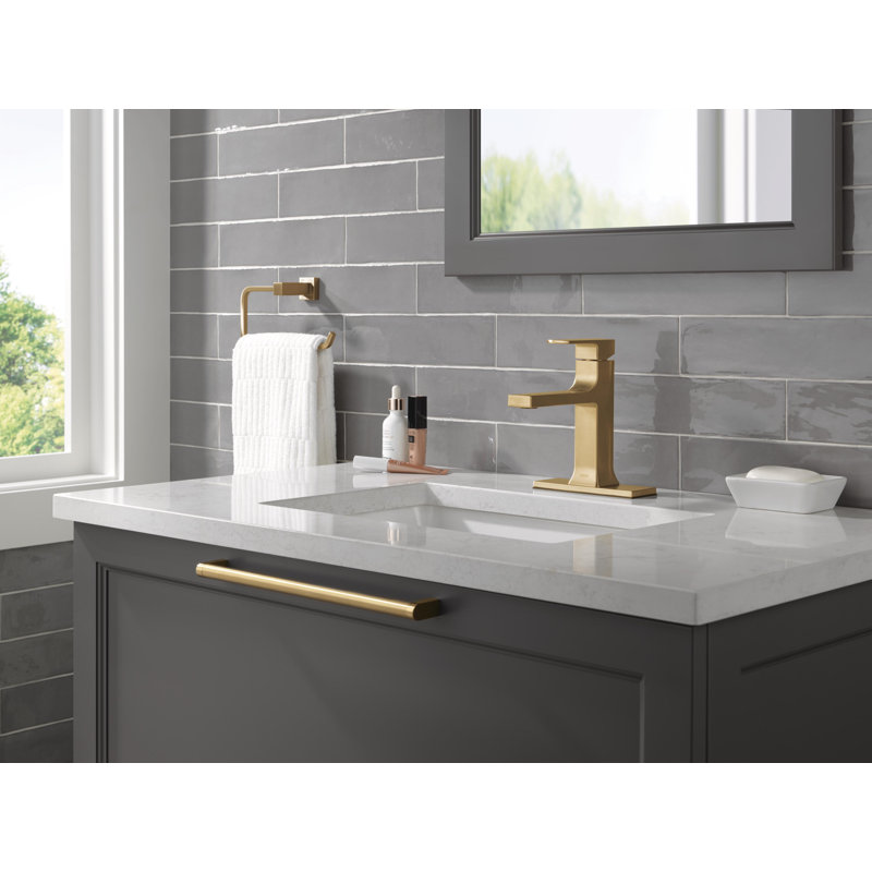 Velum Single Hole Bathroom Faucet with Drain Assembly, Single Handle Bathroom Sink Faucet, Champagne Bronze
