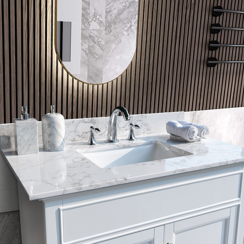 37'' Stone Single Bathroom Vanity Top with Sink