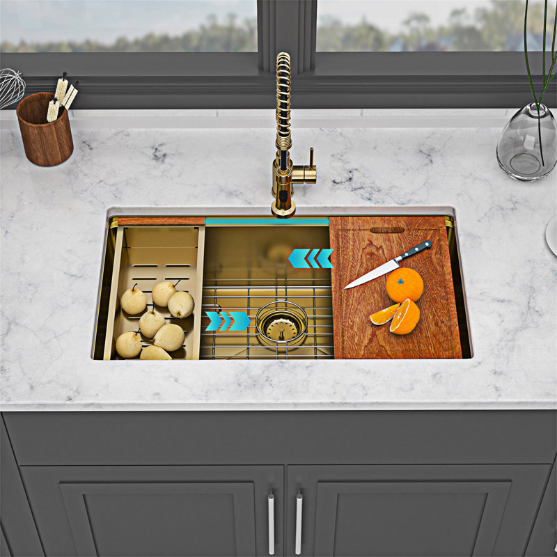 Single Bowl Undermount Workstation Kitchen Sink