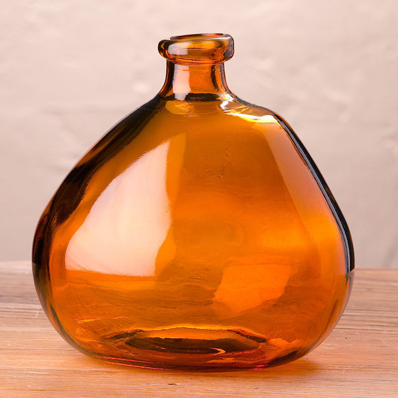 Byxbee Handmade Glass Table Vase, Amber, 9" H x 9" W x 9" D