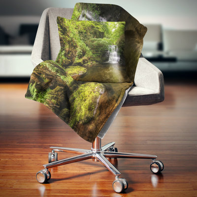 Water Flowing over Rocks - Landscape Printed Pillow