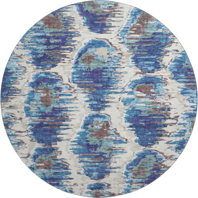 Premium Machine Washable Prisco Blue Rug
