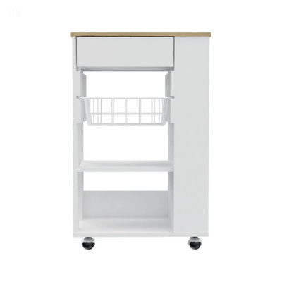 5-Shelf 1-Drawer Kitchen Cart With Ample Storage And Easy Mobility, Perfect For Organizing And Decluttering Your Kitchen Space.