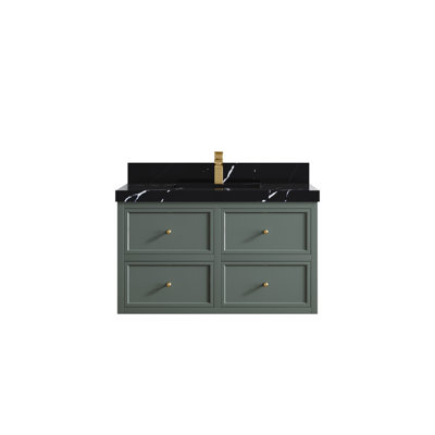 Roswell Floating 36'' Single Bathroom Vanity with Quartz Top