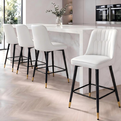 Ensemble de tabourets de bar à hauteur de comptoir 27 po, tabourets de bar en similicuir avec dossier pour îlot de cuisine