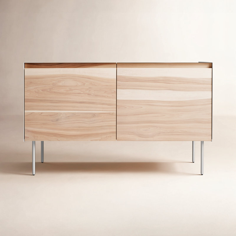 Clad 46'' Solid Wood Sideboard, White/Hickory
