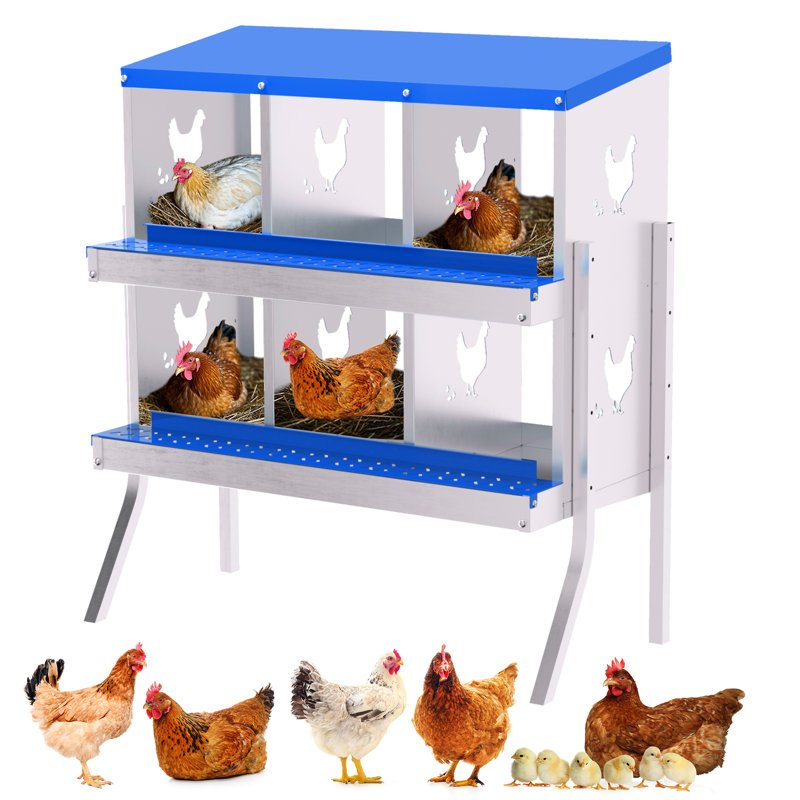 Boîte de nidification robuste pour poulets avec ventilation, 6 compartiments, boîte de pondeuse ergonomique pour poules, canards et petites volailles