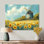 Tournesols au moulin à vent en été III - reproduction d'art traditionnelle en métal, art mural en métal tournesols
